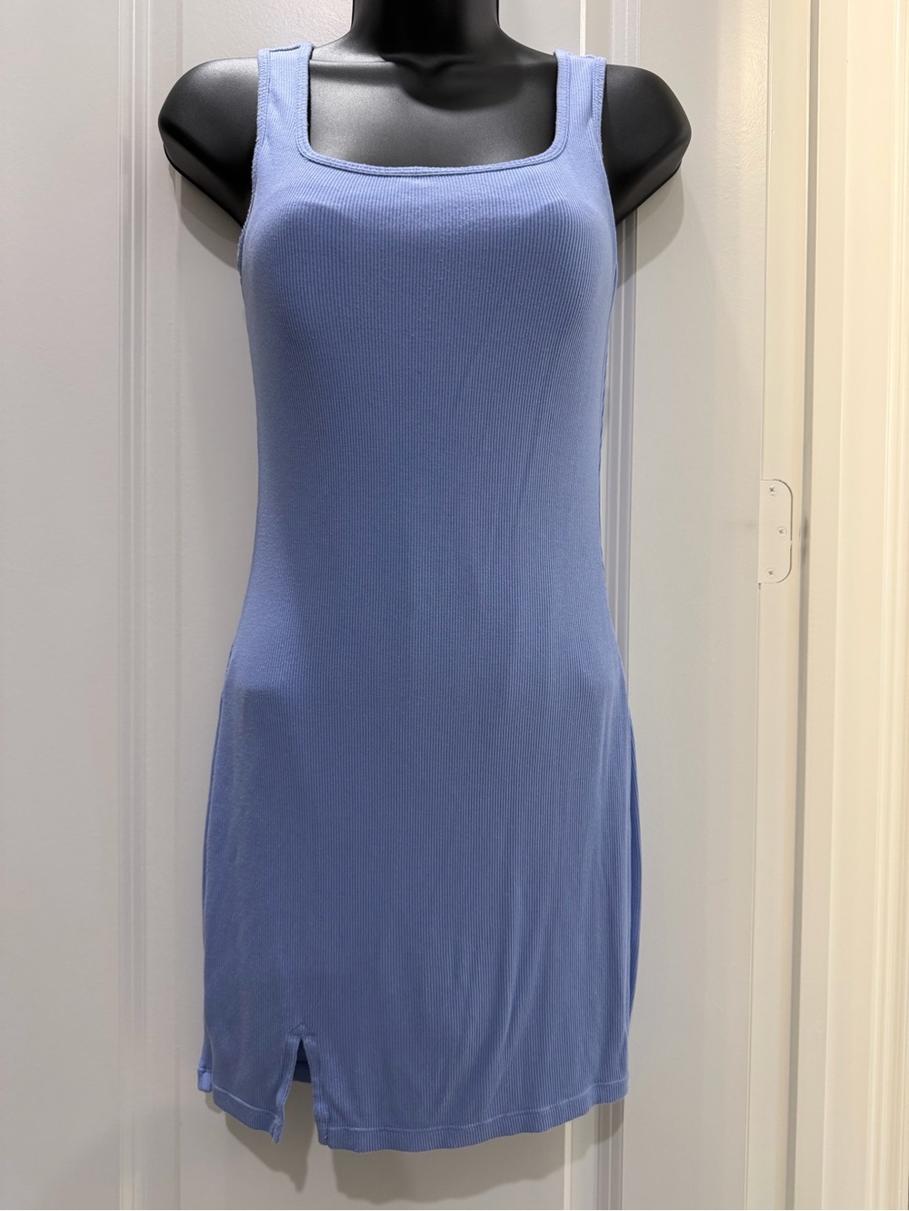 Popilush Blue Ribbed Shapewear Bodycon Mini Dress Built-In Bodysuit M